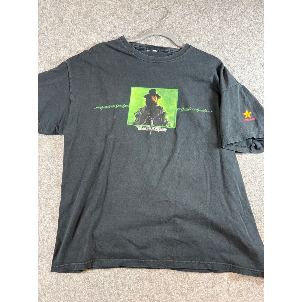 VINTAGE Y2K Van Helsing Shirt Mens Large Black Carls Jr Horror Movie Promo Tee
